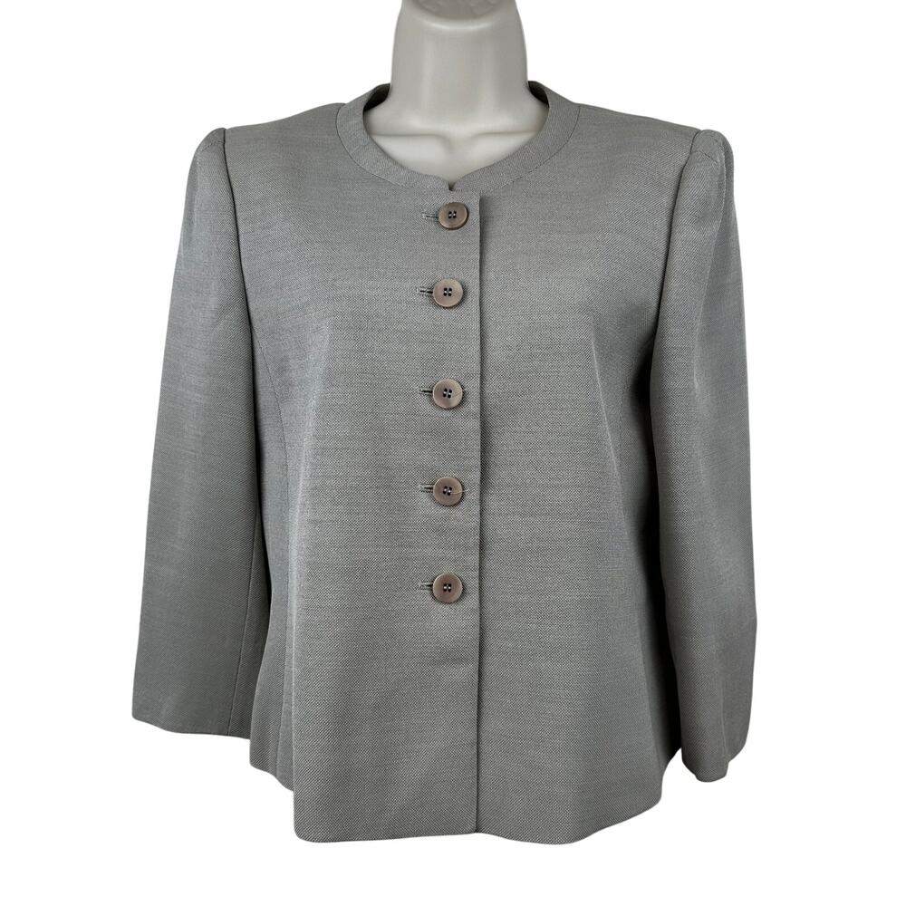 Armani Collezioni Women's Blazer Jacket Wool Blend Taupe 8 Office Career Classic